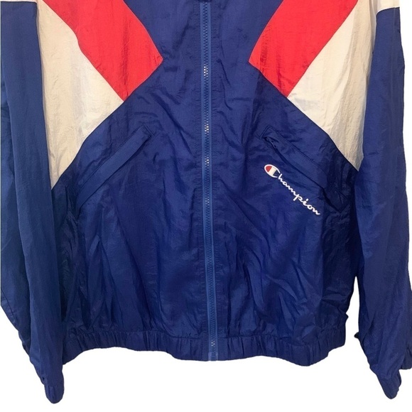 CHAMPION | Vintage Red White & Blue Warm Up Windbreaker | Size L - Picture 5 of 12